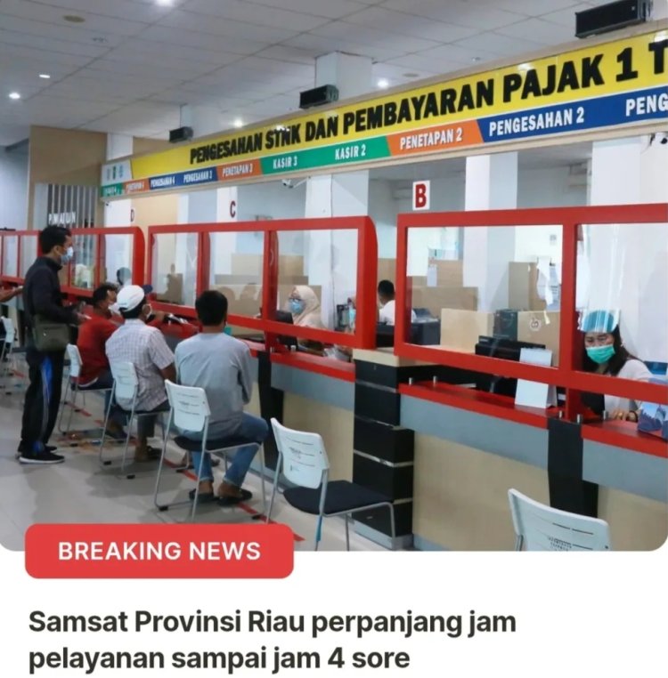 Samsat Provinsi Riau Tambah Jam Operasional untuk Kejar Akhir Program Pemutihan Pajak Bermarwah