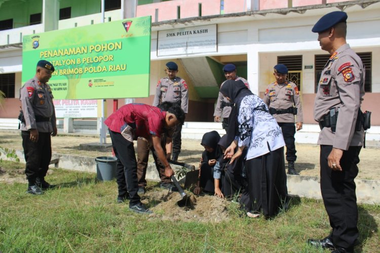 Green Policing Polda Riau, Batalyon B Pelopor Kunjungi Yayasan Pendidikan Pelita Kasih
